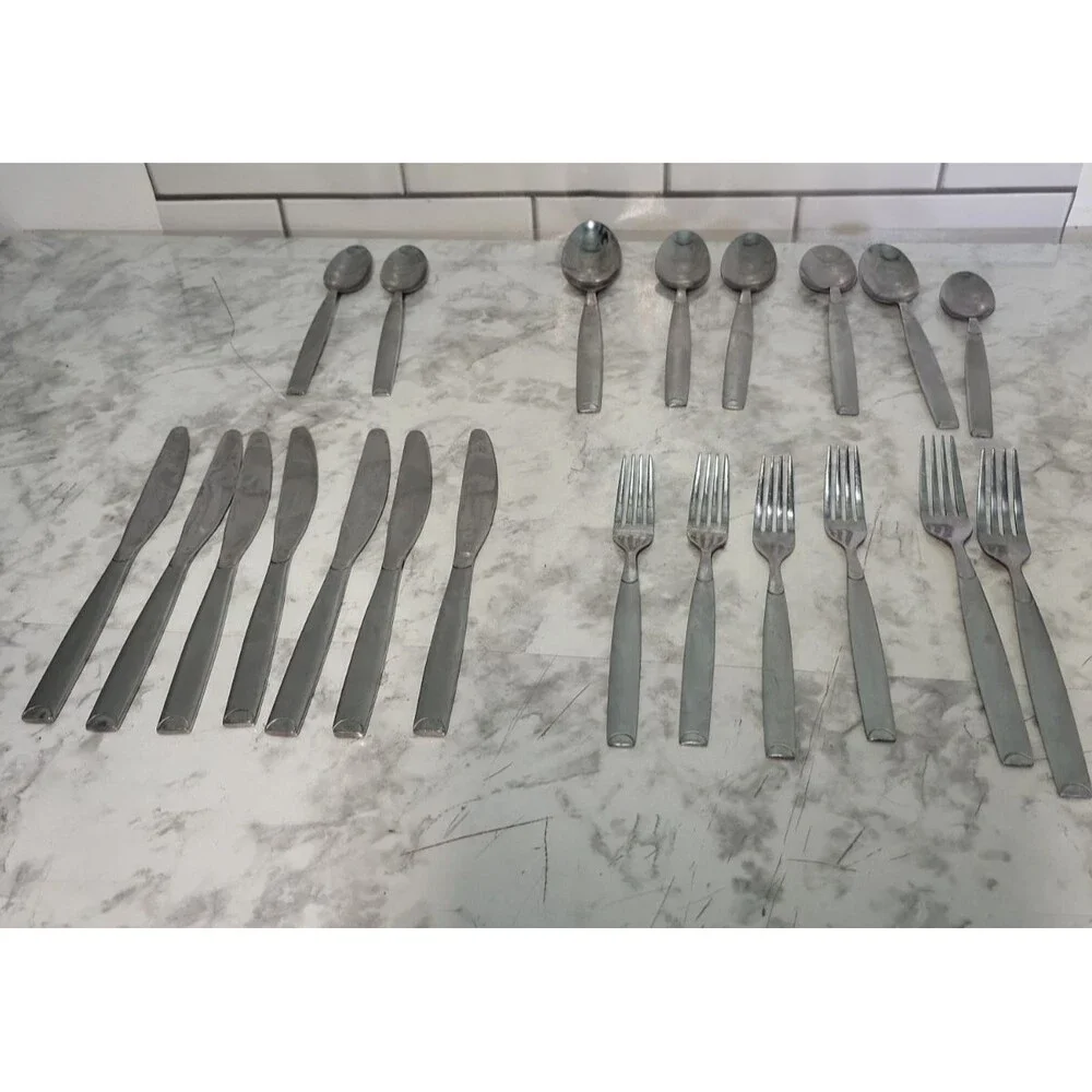 21 Pieces Cambridge Stainless Steel KIONA SAND Flatware Cutlery Dinner Utensils
